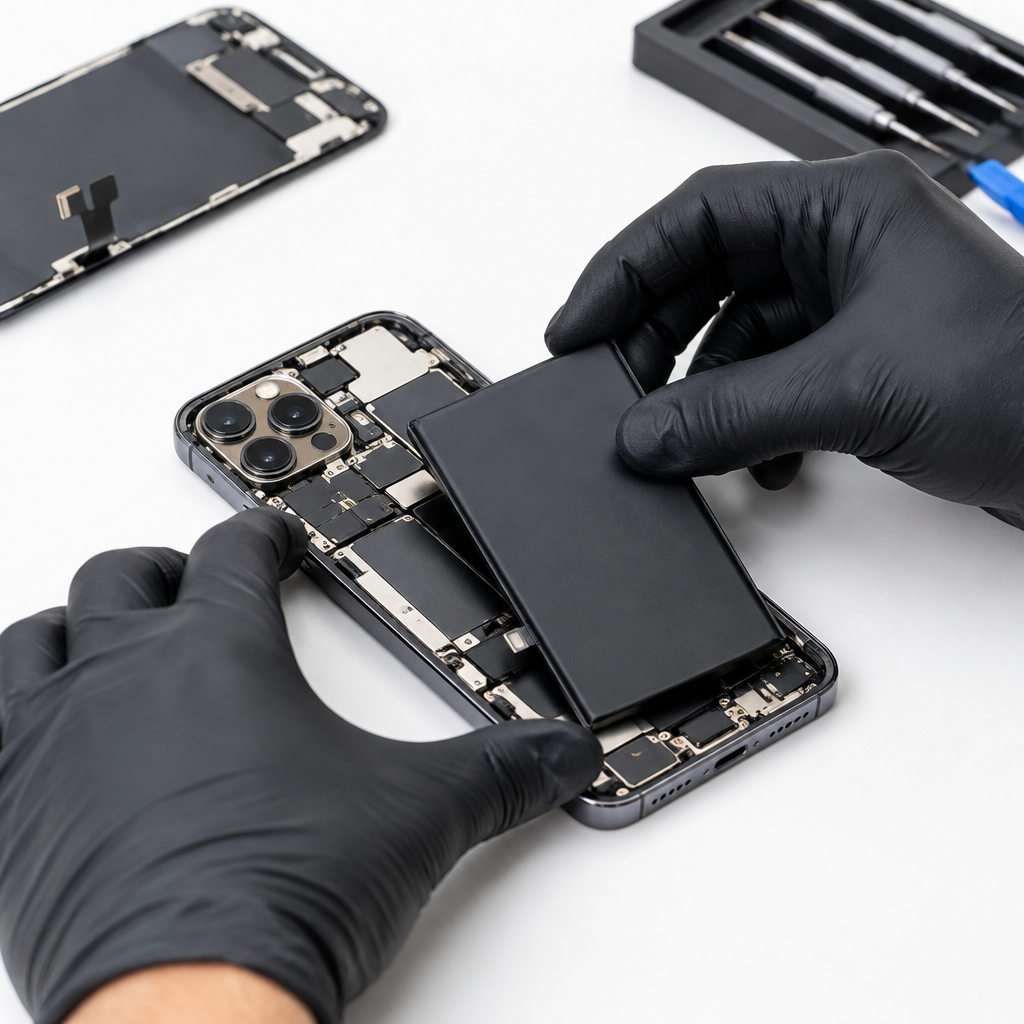 Technician replacing an iPhone battery